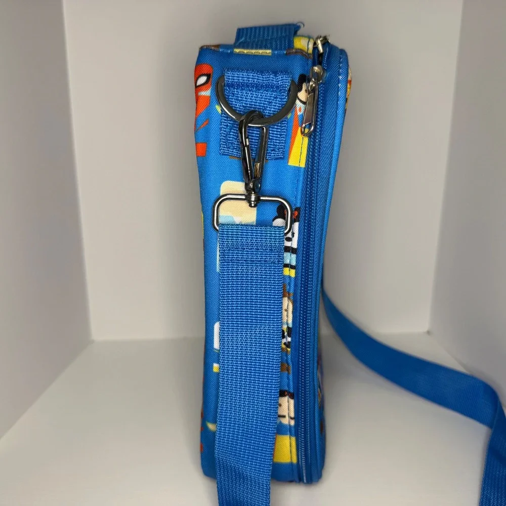 Disney Parks‎ Unified Character Print Insulated Lunch Bag Blue Crossbody Strap